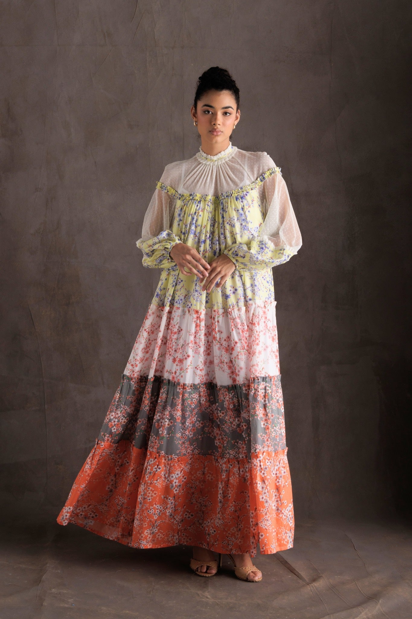 Floral Lace Neck Dress