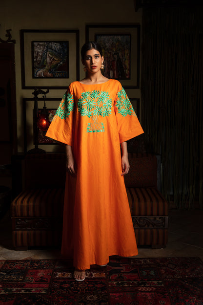 Tree Embroidered Jacquard Jalabiya - Anmar Couture