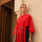 Layered Pleated Color Block Midi Dress - Anmar Couture