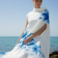 سماويات - Asymetrical Hand Painted Midi Dress - Anmar Couture