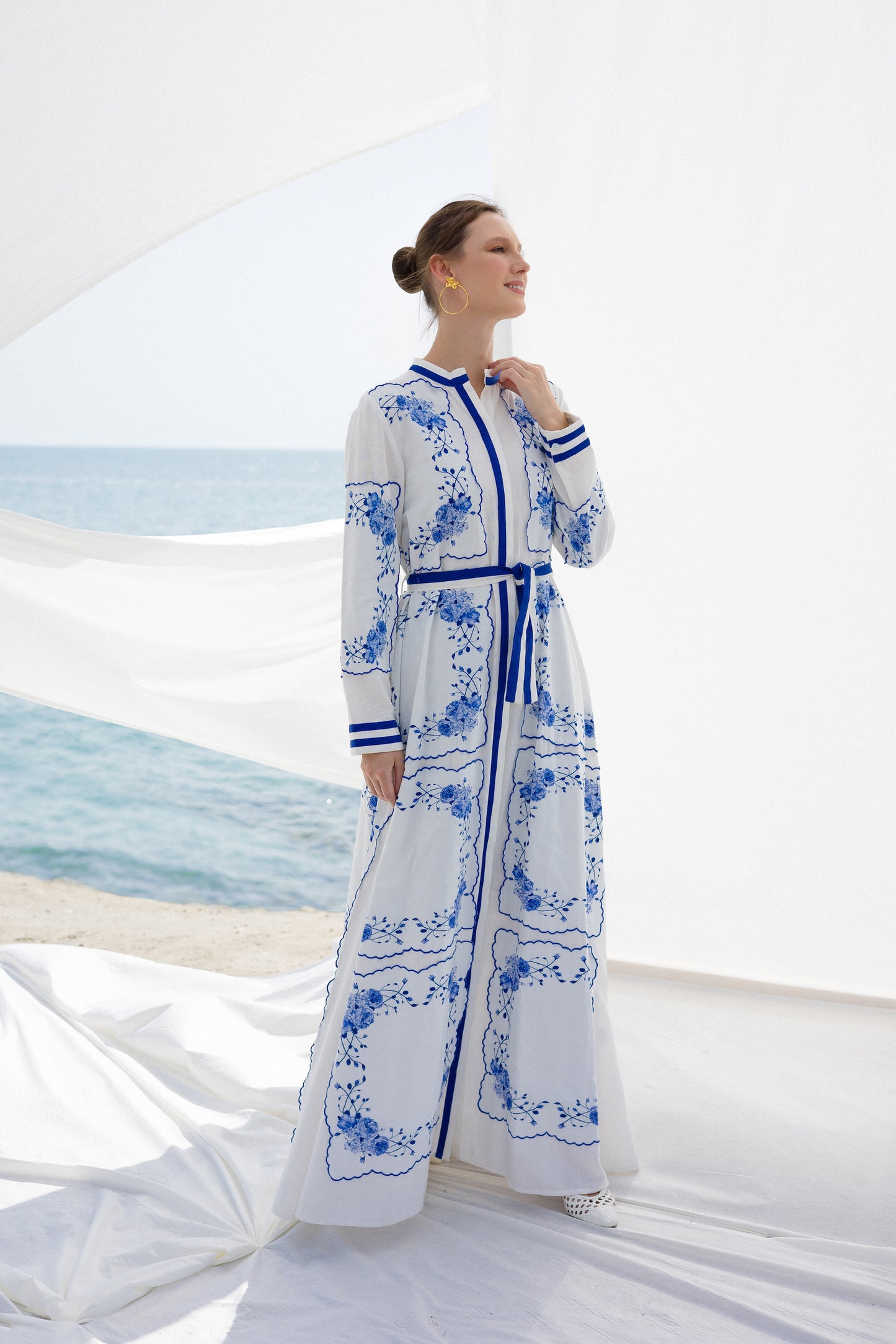 سماويات - Handkerchief Floral Print Maxi Dress - Anmar Couture