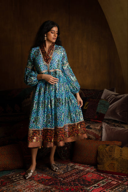 Double Print Midi Dress - Anmar Couture