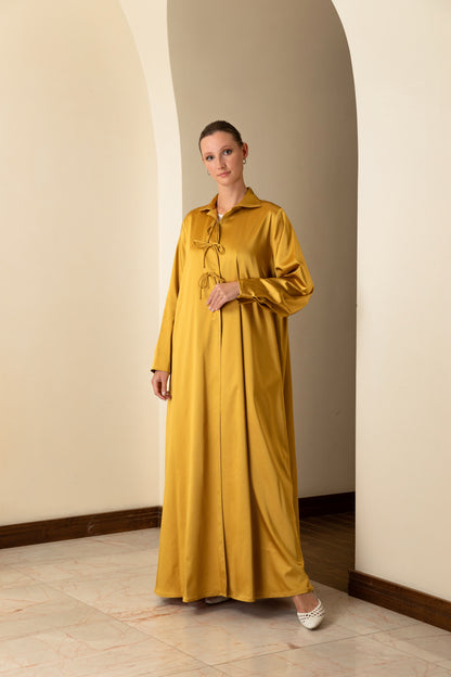 Satin Abaya with bow detail - Anmar Couture