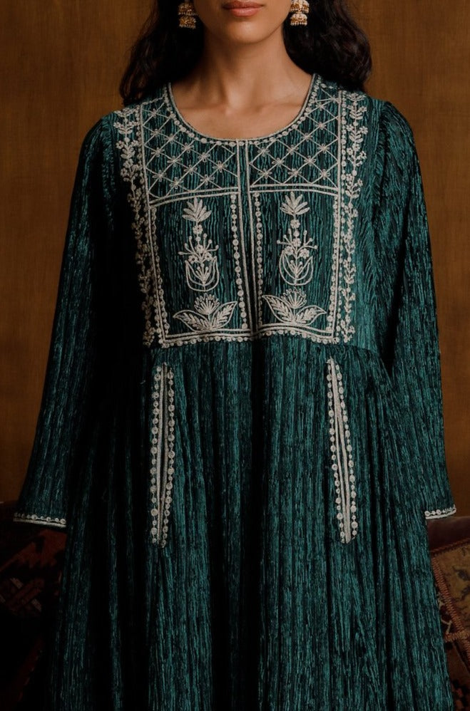 Crinkled Velvet Jalabiya - Anmar Couture