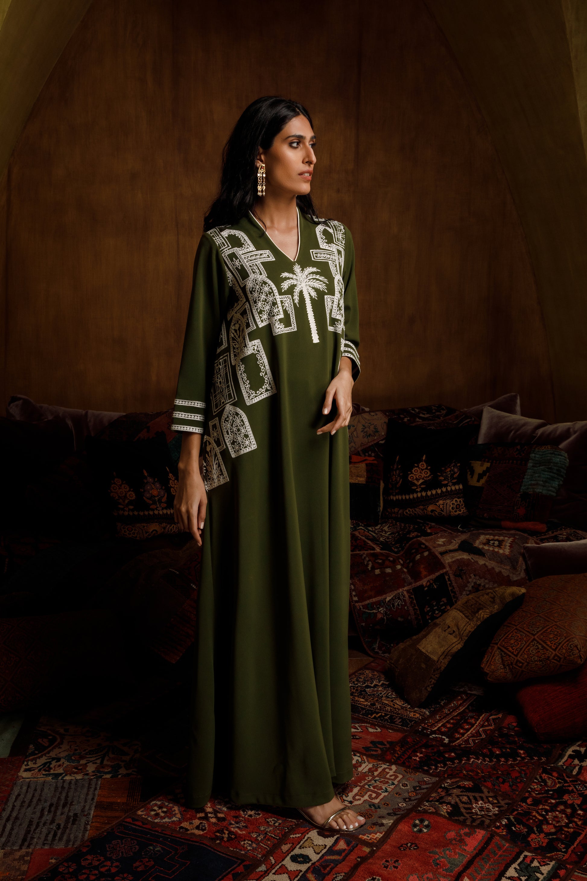 Heavy Palm Tree Jalabiya - Anmar Couture