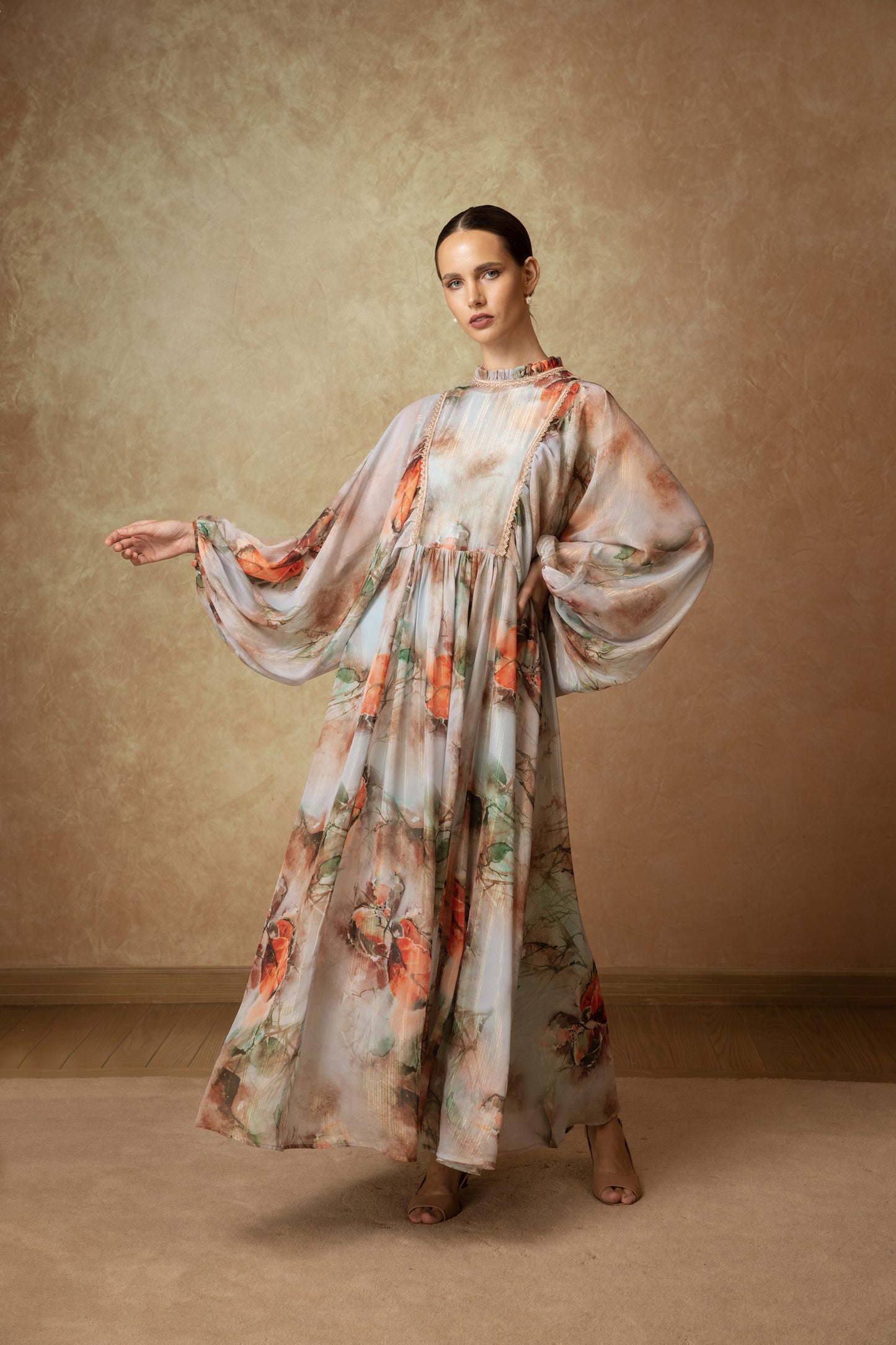 Flowy Sleeve Digital print Chiffon - Anmar Couture