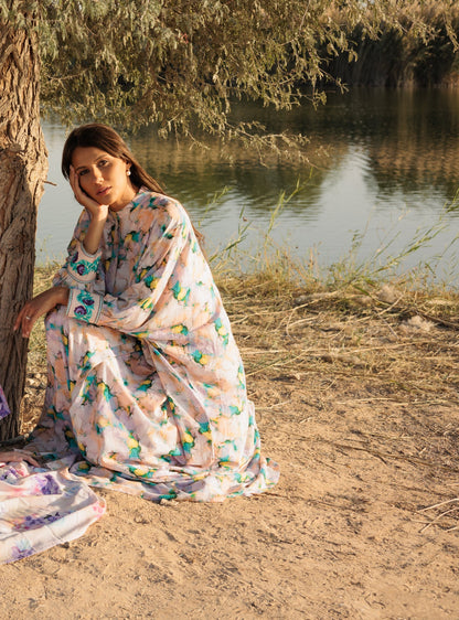 جلابية فضفاضة بطباعة رقمية