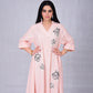 Leaf embroidery cotton pleated dress - Anmar Couture