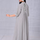 Leaf embroidery cotton pleated dress - Anmar Couture