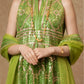 Layered net green gown
